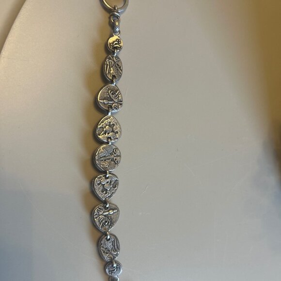 Lucky Brand Dark Red Women's Distressed Silvertone toggle bracelet Boho style - Picture 6 of 8